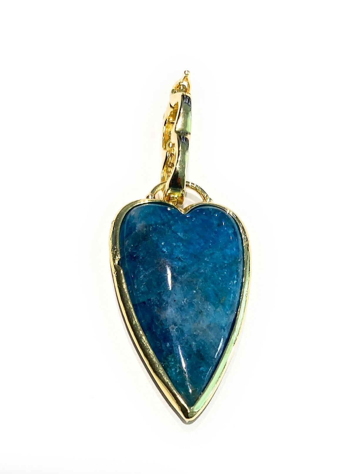 Ciondolo apatite bronzo placcato oro giallo contro maglia apribile zirconi bianchi