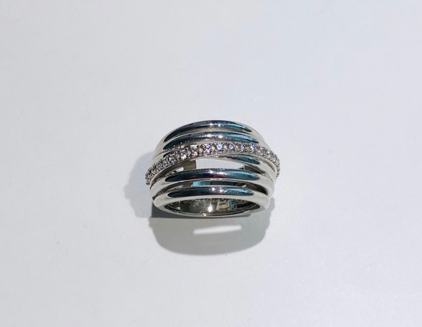 Anello a Fascia 5 File in Argento Sterling 925 – Eleganza e Brillantezza