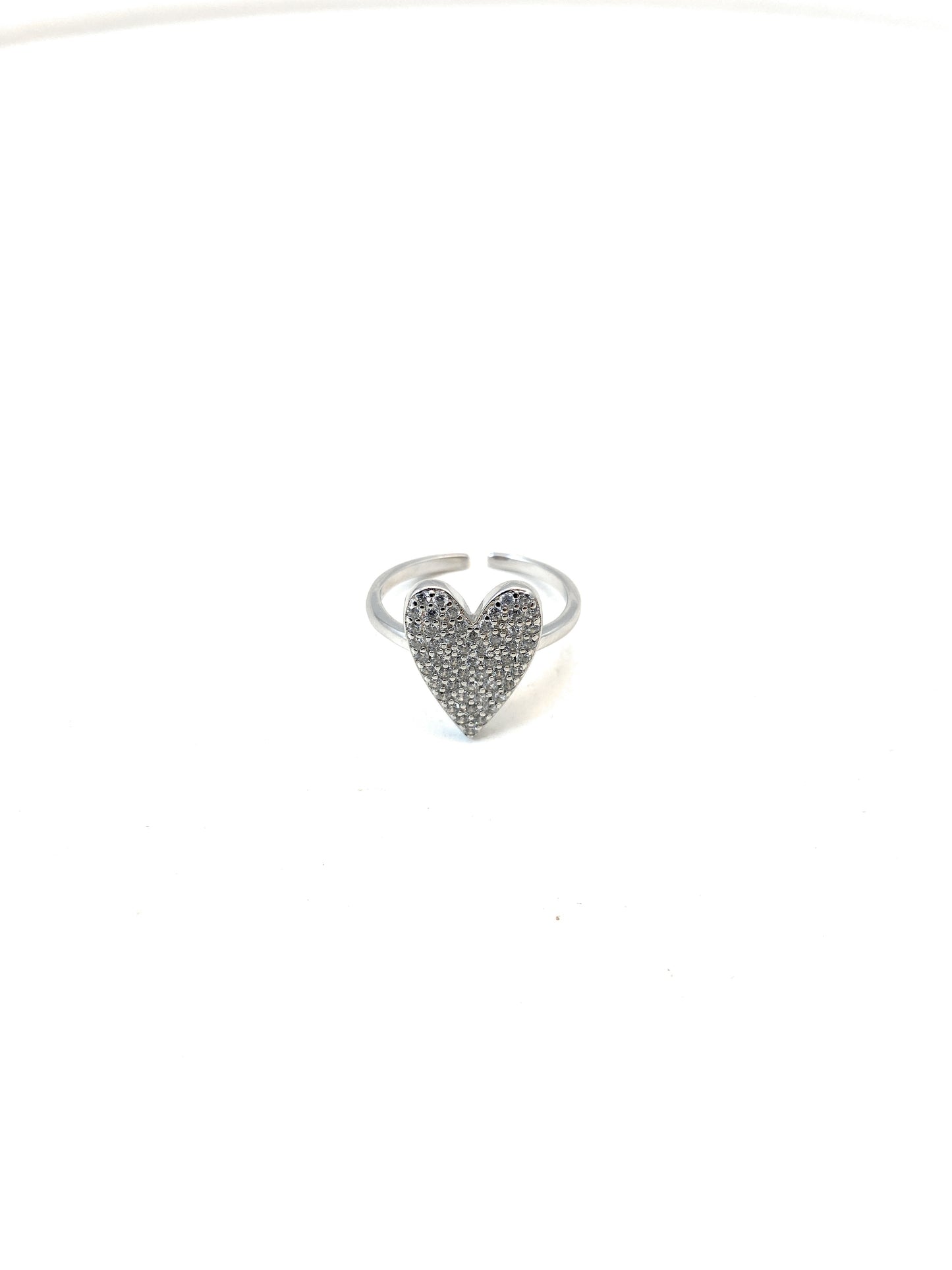 Anello “cuore” pavé zirconi argento rodio bianco