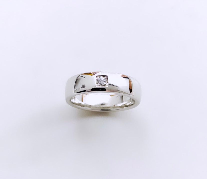 Anello fedina argento 925 rodio bianco
