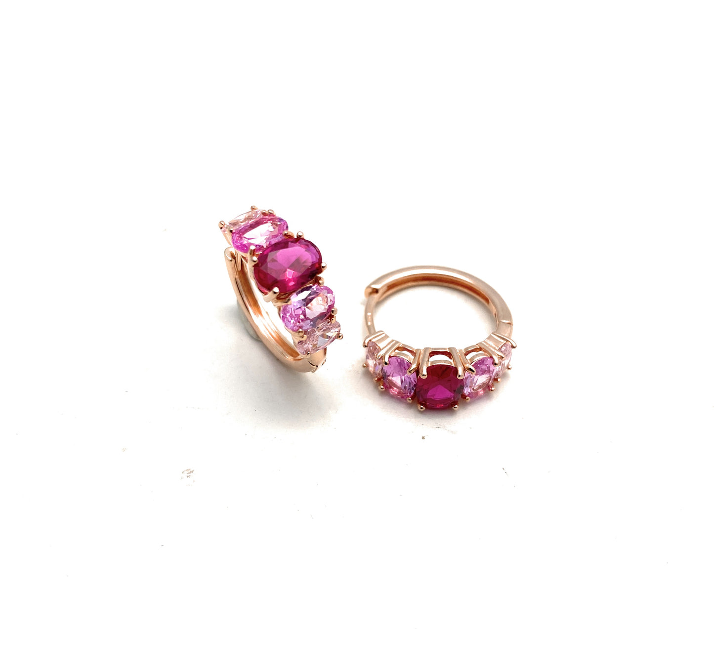 Orecchini a cerchietto in argento sterling 925 e zirconi colorati