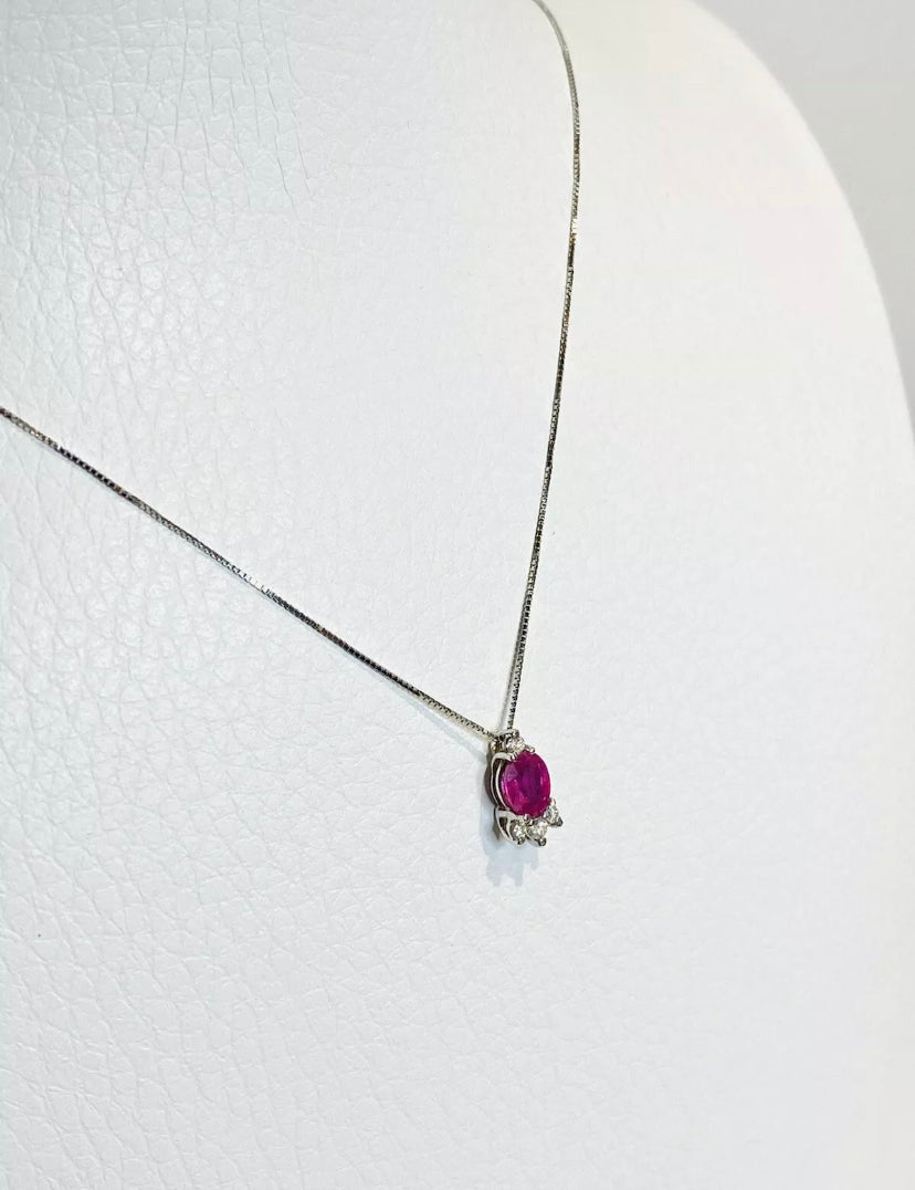 Collarino in oro bianco 18 kt rubino e diamanti