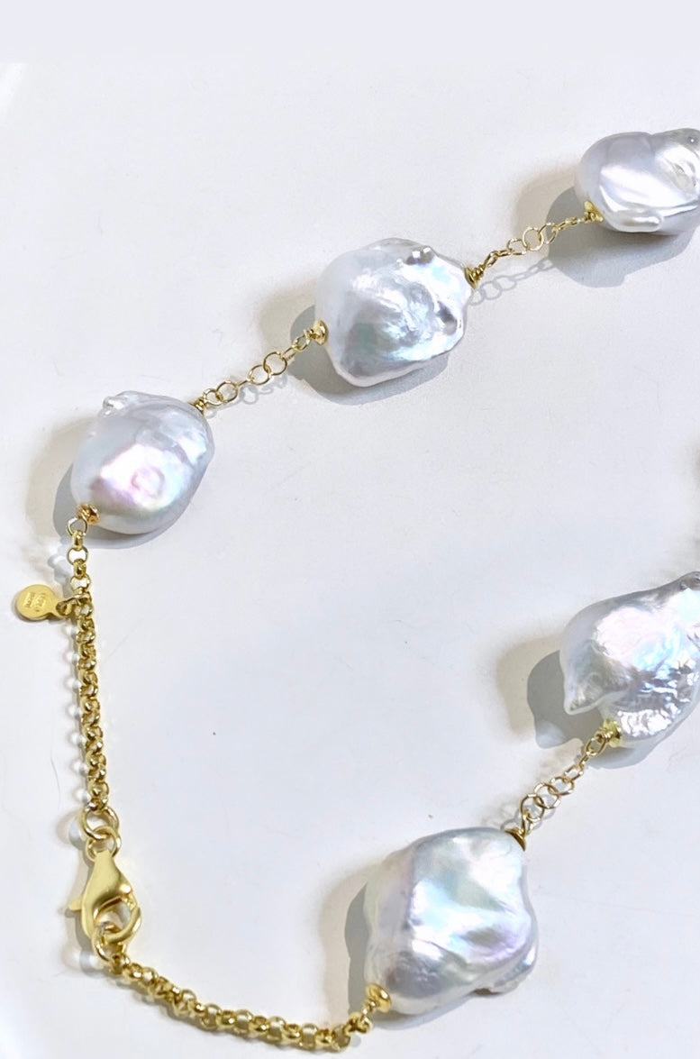 Collana con perle barocche e argento sterling