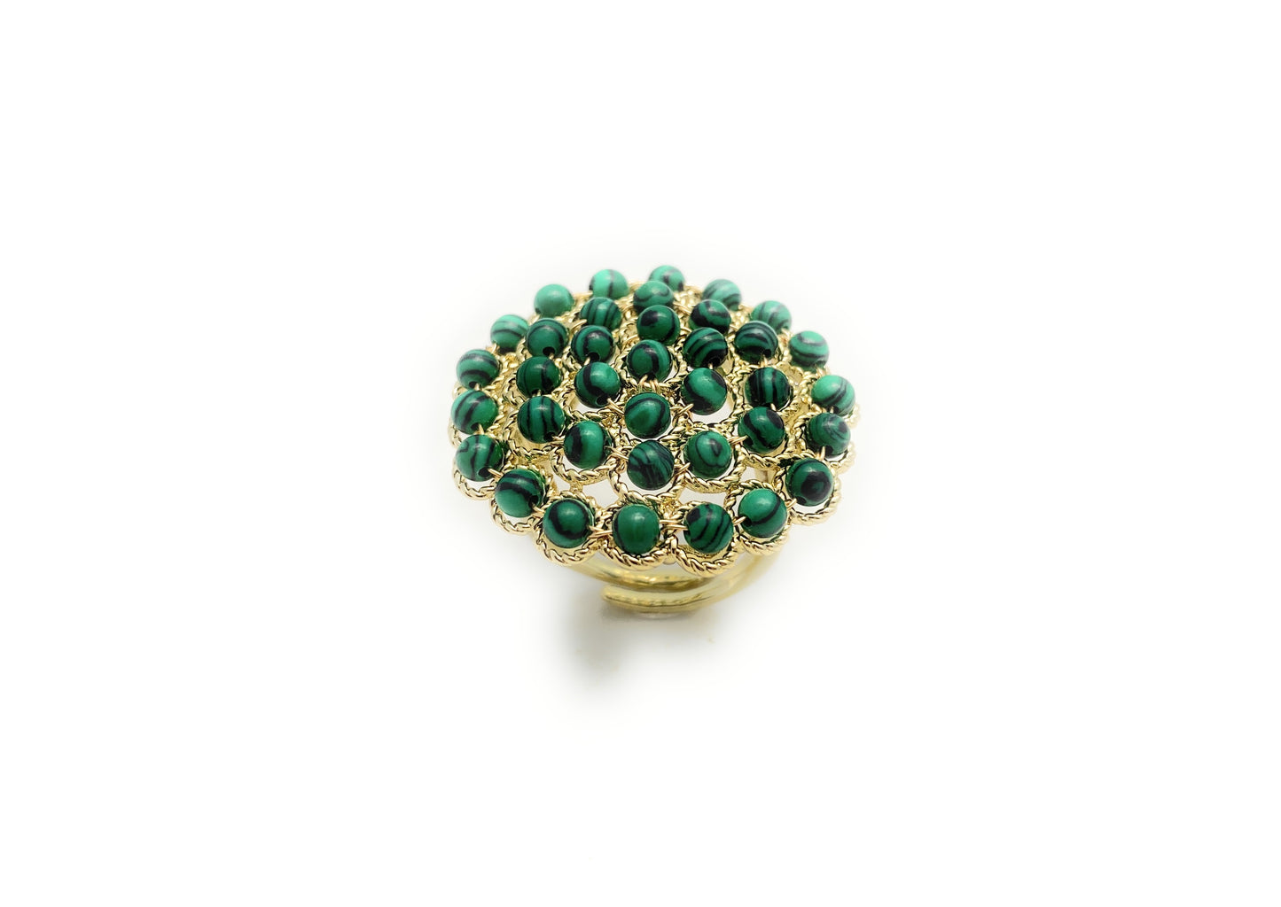 Anello bronzo lapislazzuli galvanizzato giallo regolabile