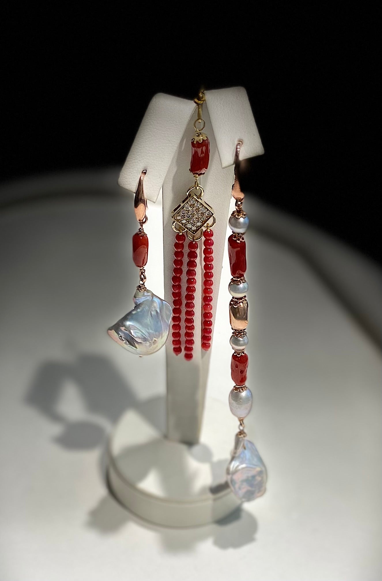 Mono orecchino argento sterling 925 corallo rosso