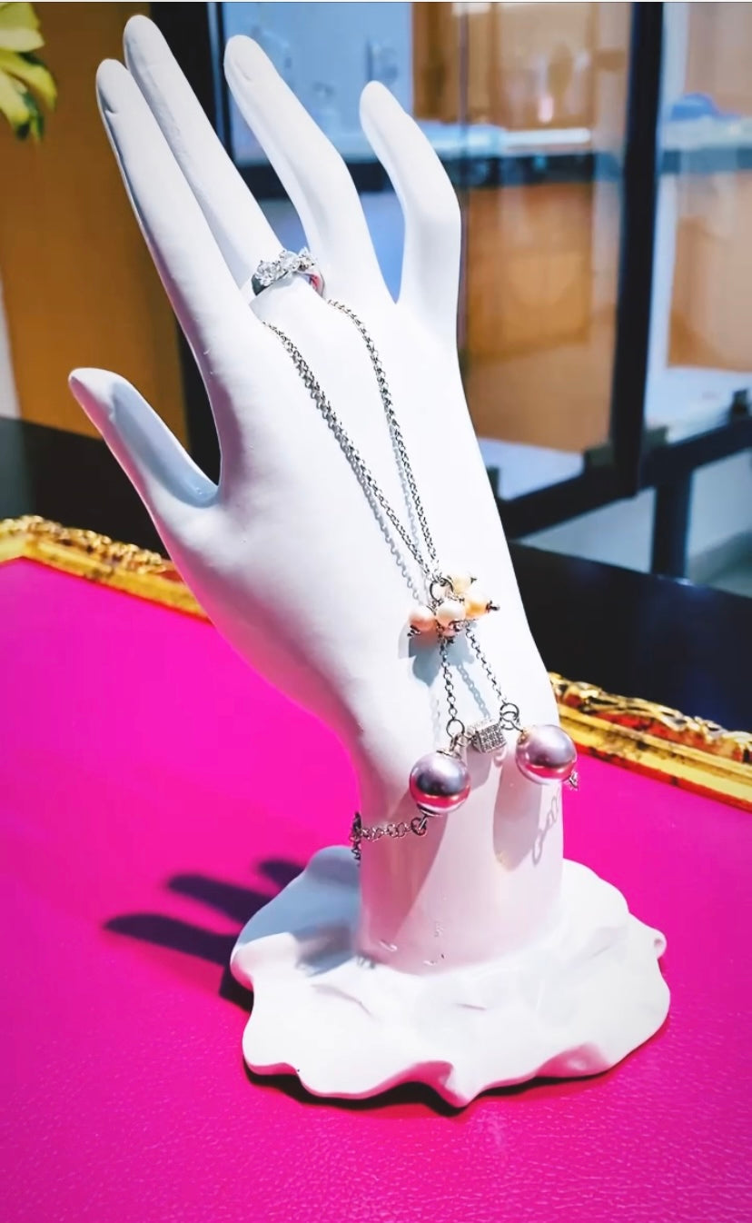 Bracciale “Baciamano” diWa Jewels Perle e Argento Sterling Rodio Bianco Personalizzato