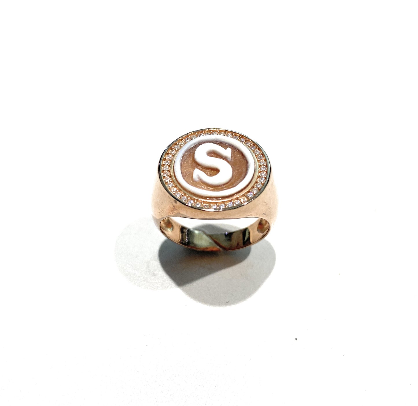 Anello cameo iniziale argento sterling 925