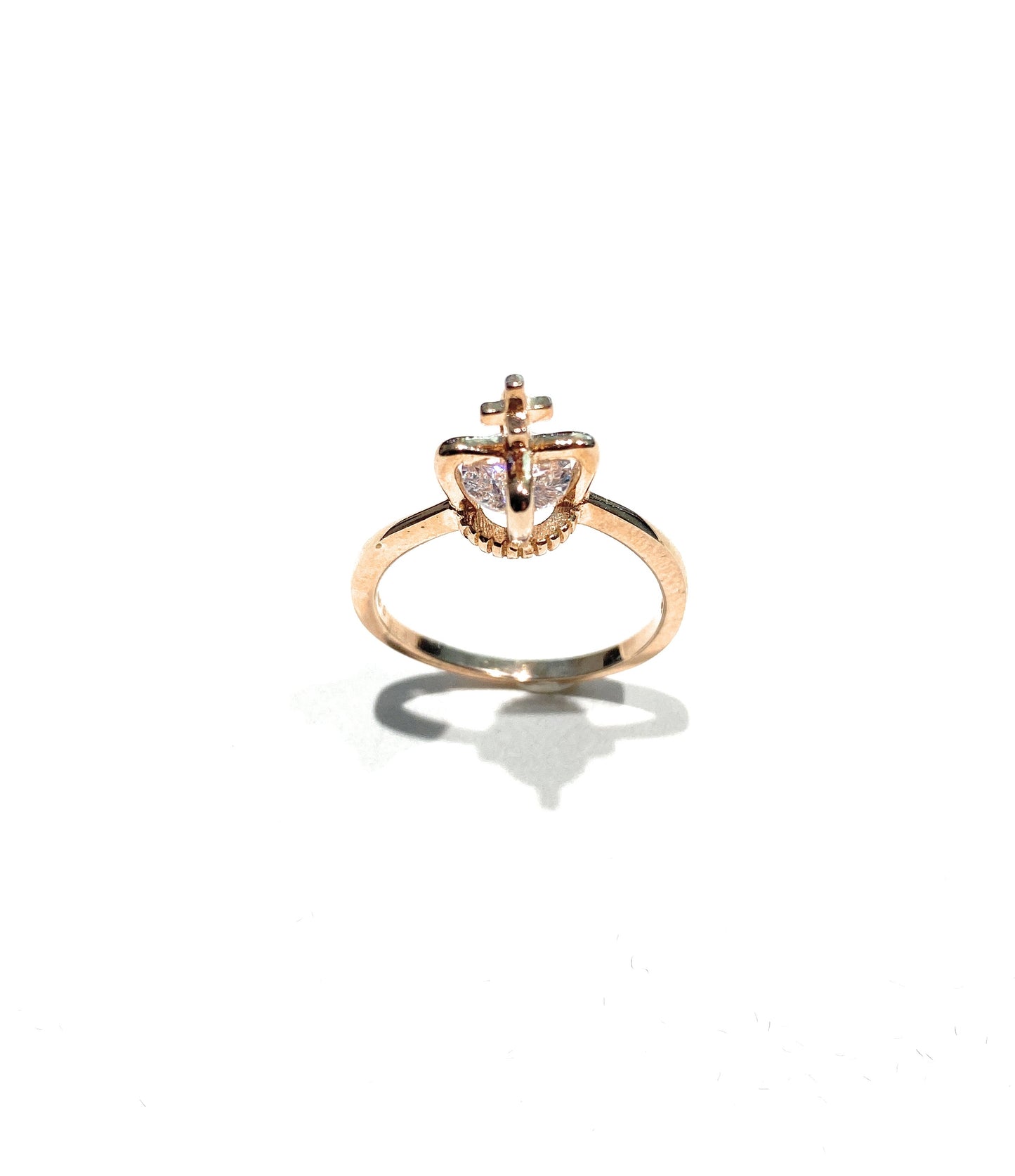 Anello solitario corona argento sterling rosé