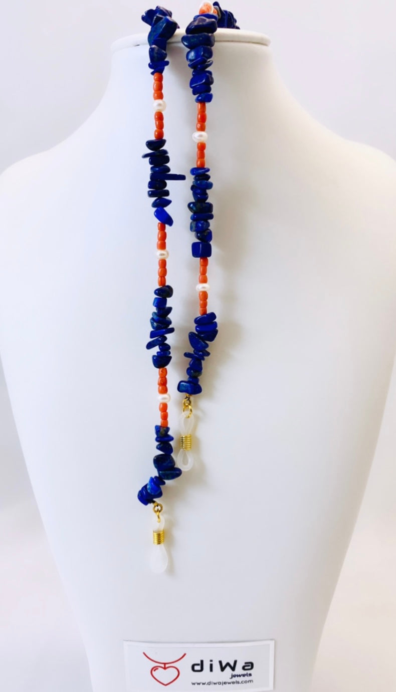 Collana fashion porta occhiali lapis e corallo personalizzabile