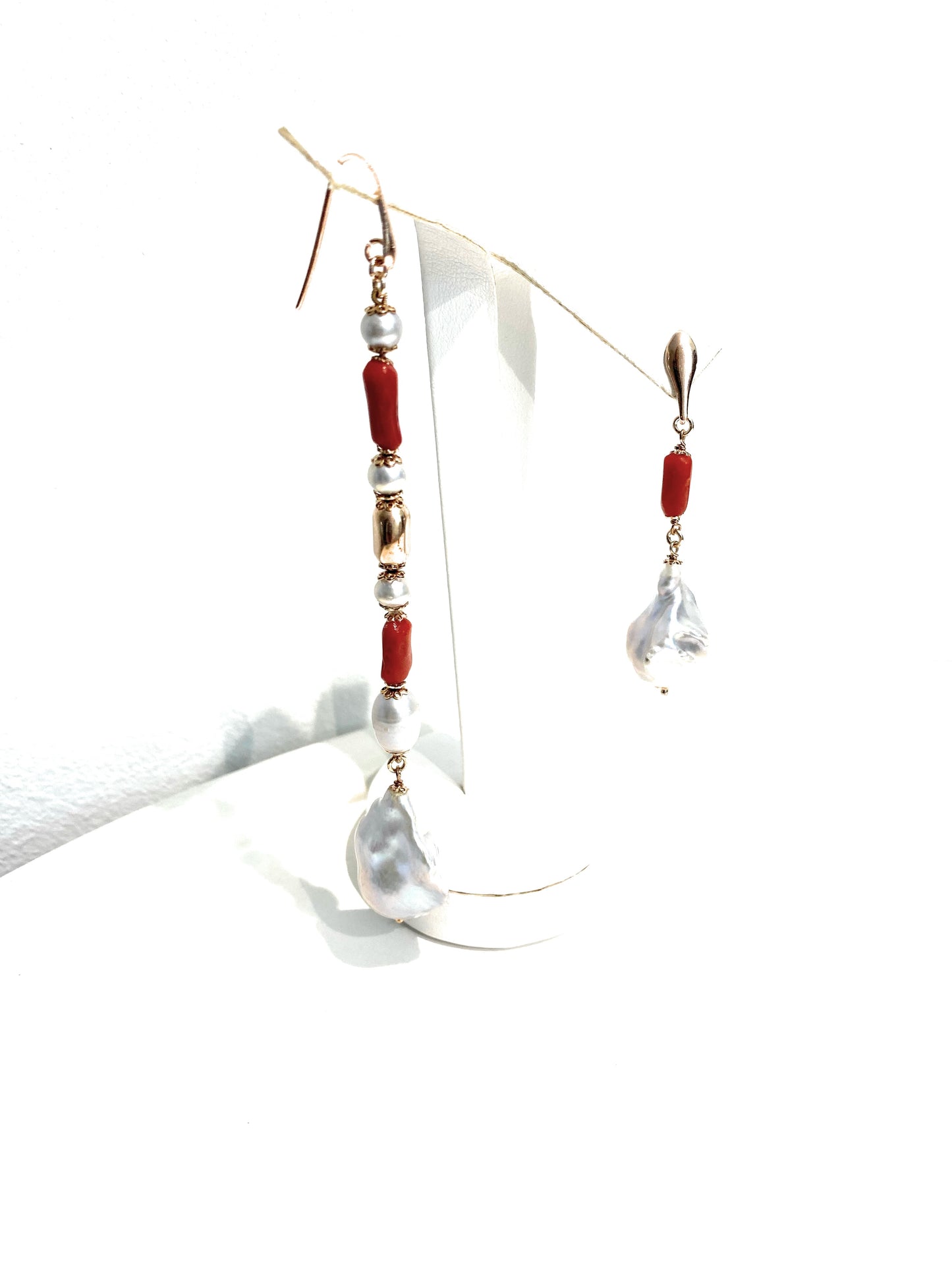 Orecchini argento sterling 925 perla grigia barocca fresh water