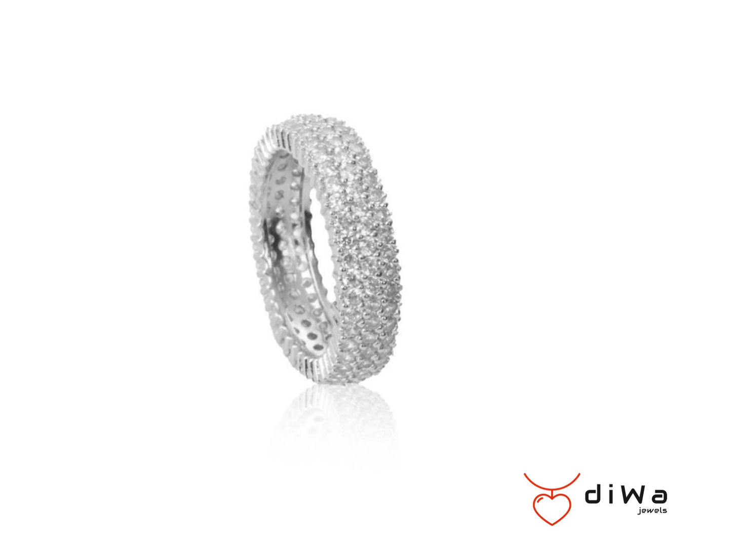 Anello veretta a giro in argento sterling 925 e zirconi bianchi
