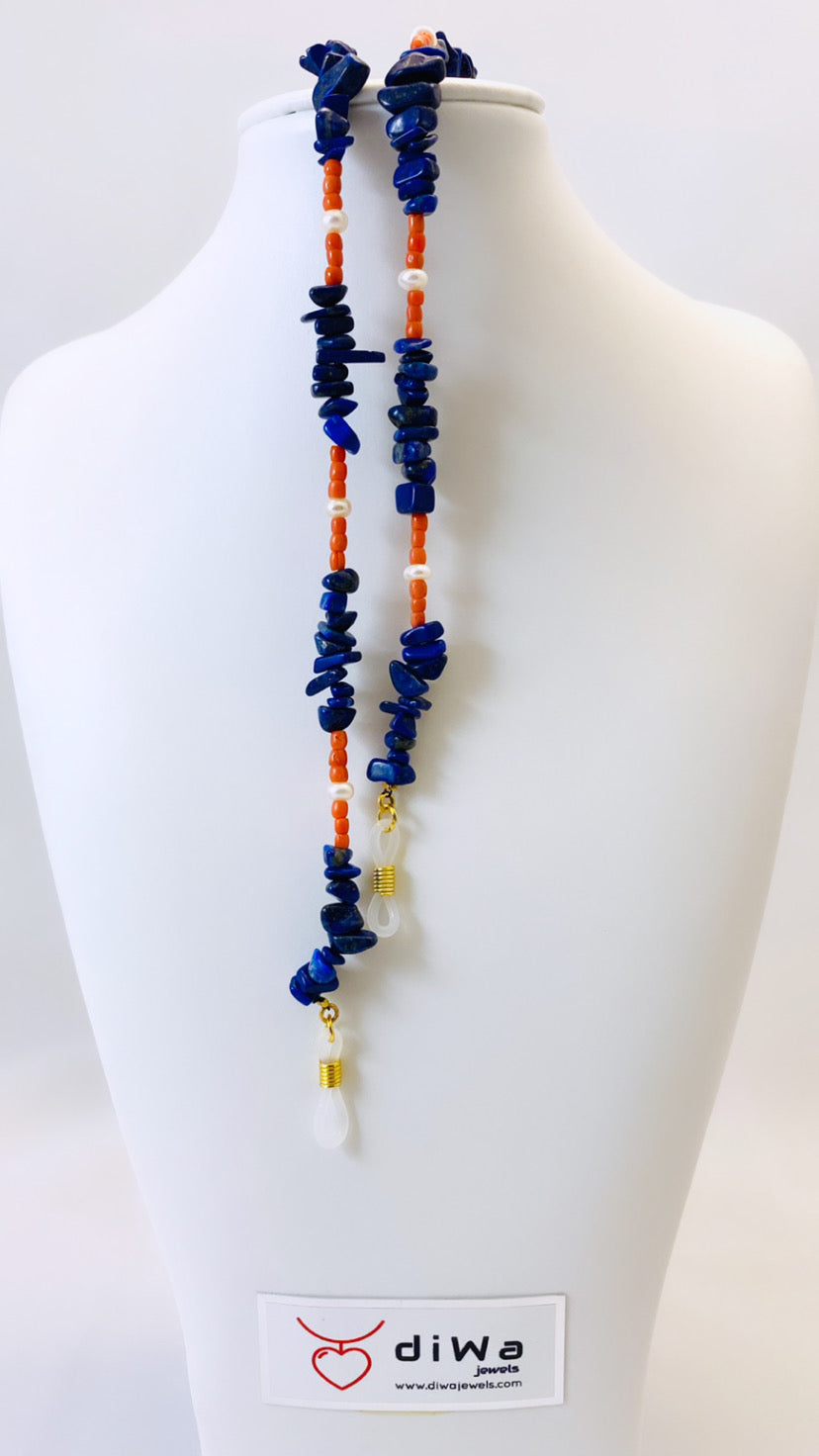 Collana fashion porta occhiali lapis e corallo personalizzabile