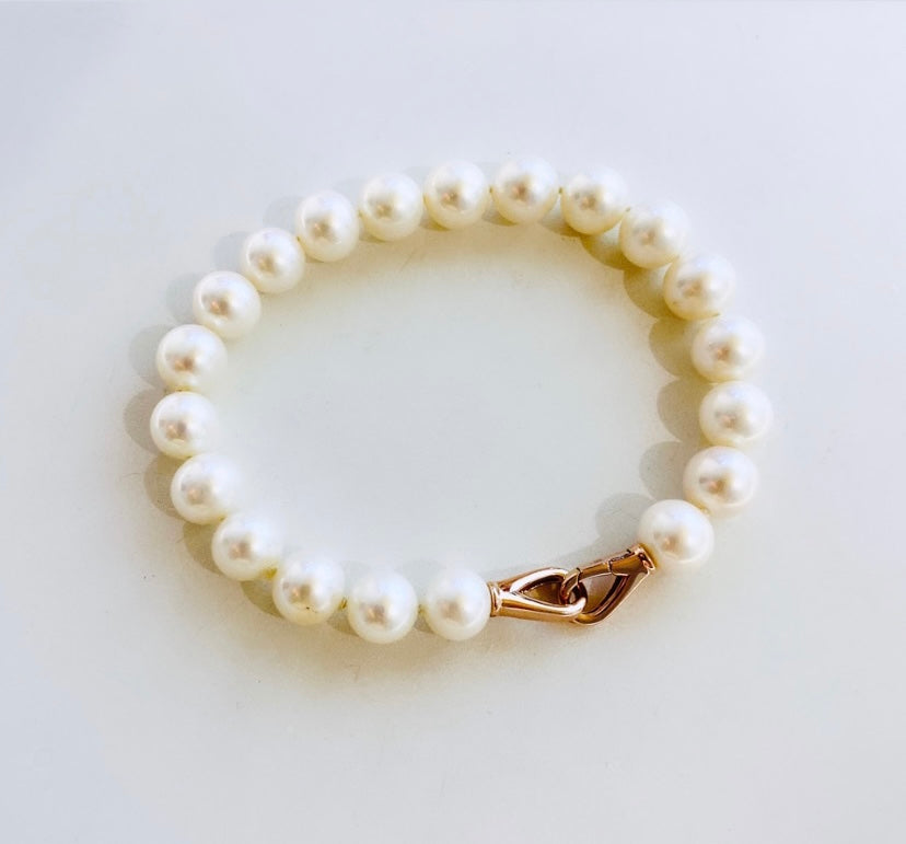 Bracciale perle fresh water top quality chiusura argento sterling rosé