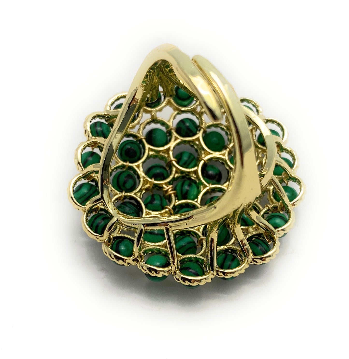 Anello Cocktail Malachite Regolabile – Bronzo Galvanizzato Rodio – diWa Jewels