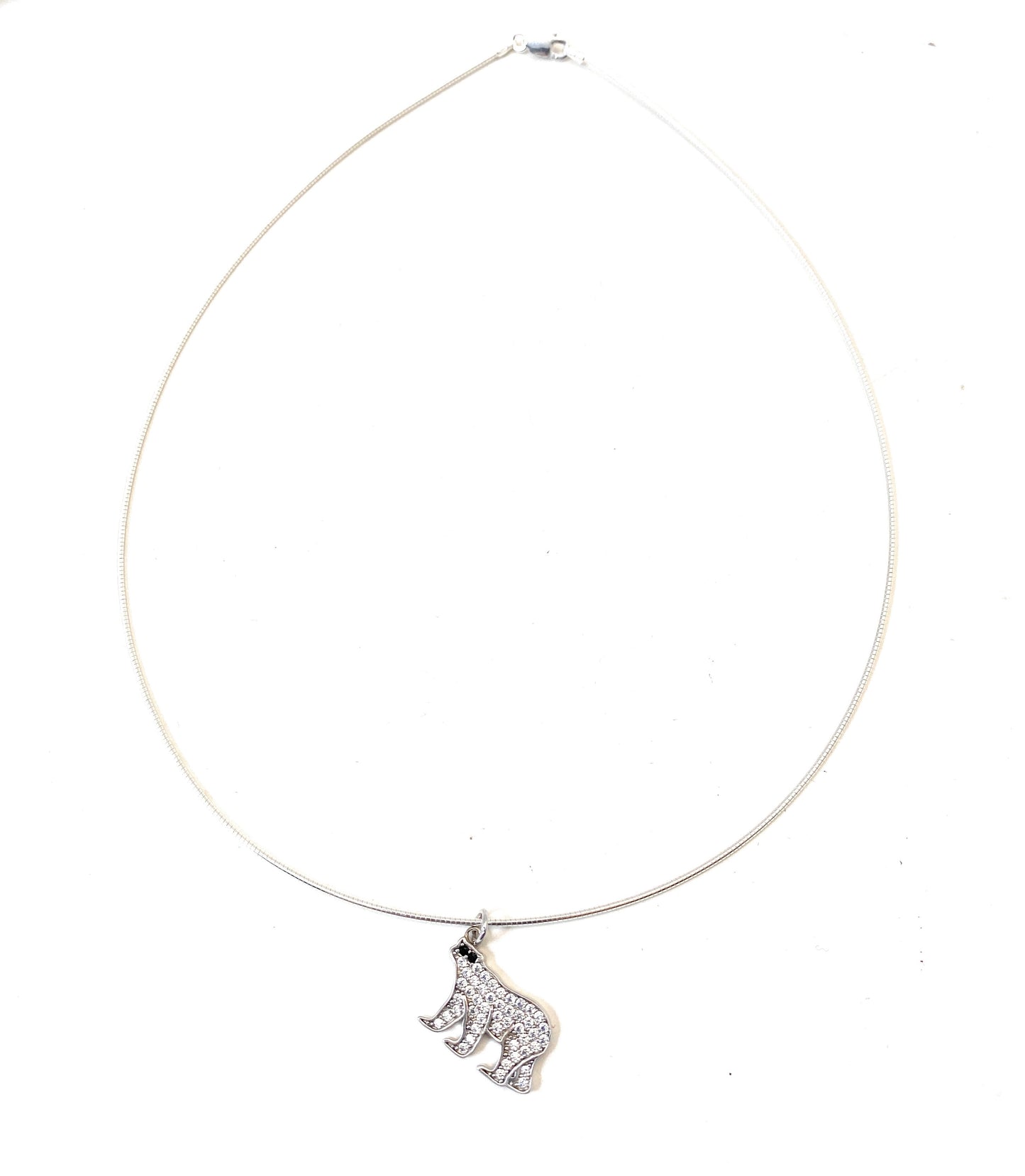 Choker a filo con pendente orso pavé di zirconi