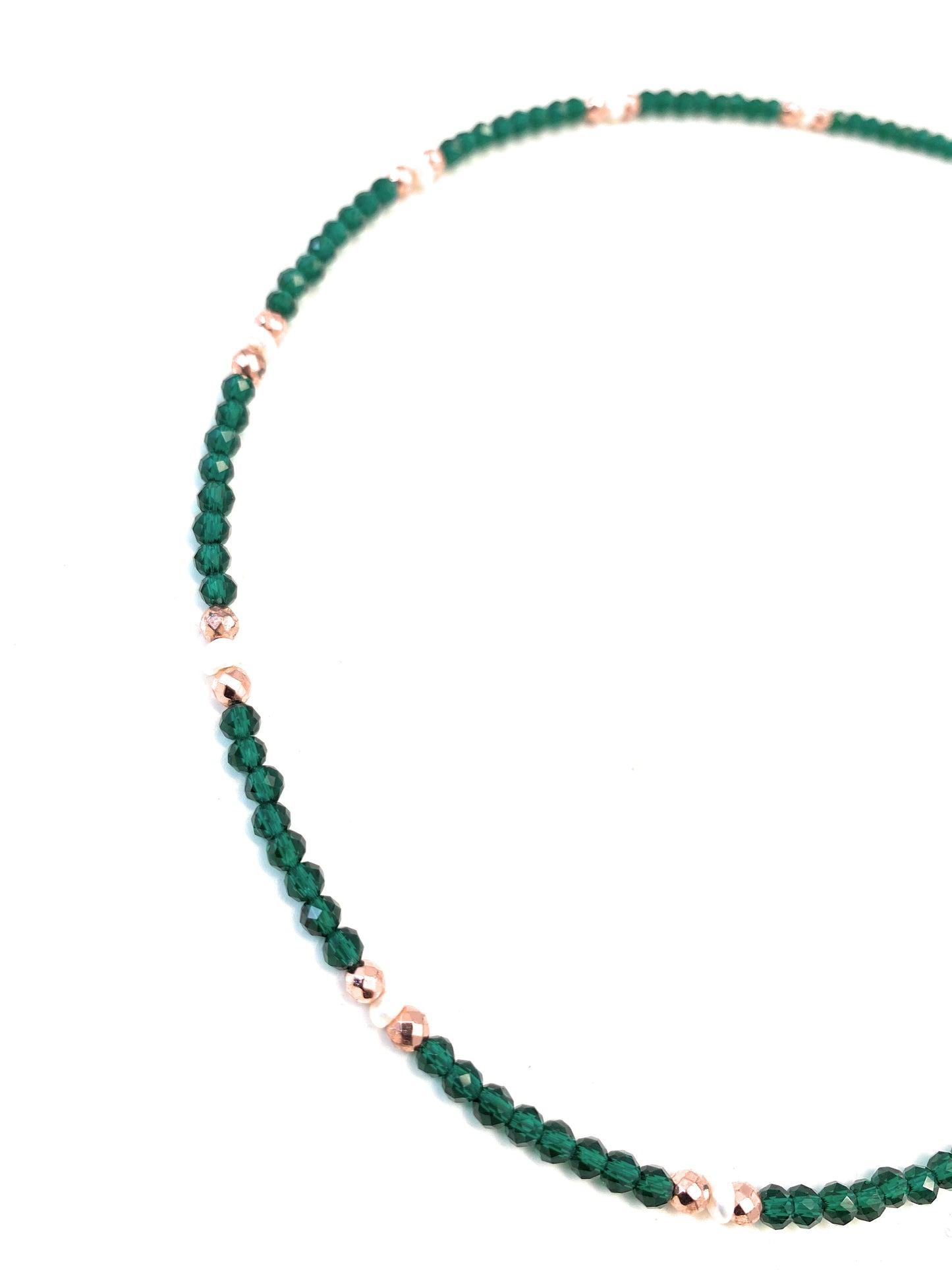 Collierino choker pietre dure sfaccettate verdi e argento sterling rosé