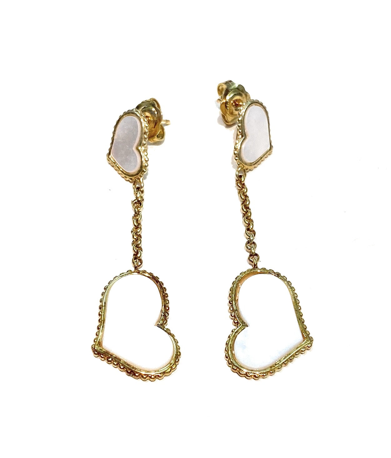 Orecchini “cuore” in madreperla in argento sterling galvanica gialla