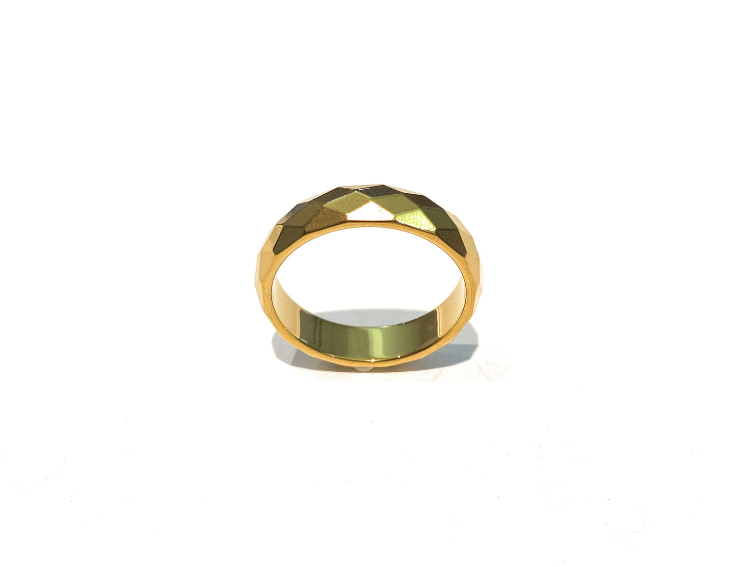 Anello fedina ematite sfaccettata galvanica bronzo