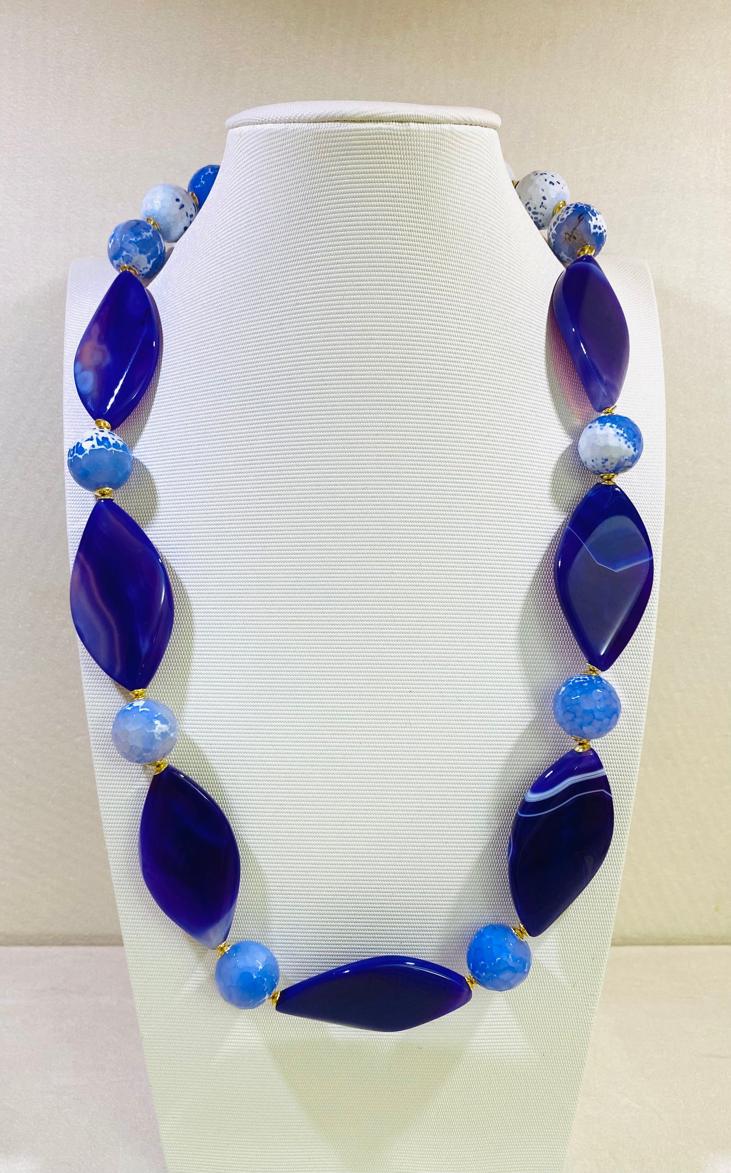 Collana pietre dure e agata viola in argento sterling