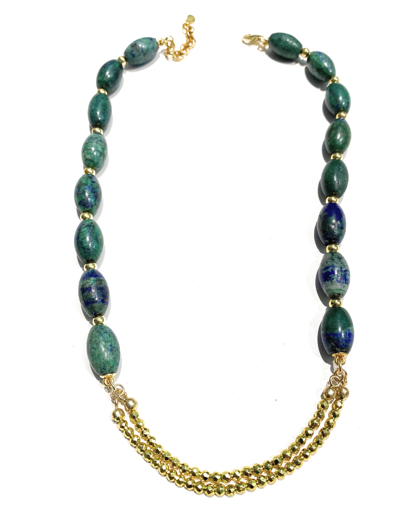 Collana choker con lapislazzuli Afganistan e ematite gold in argento sterling placcato oro giallo