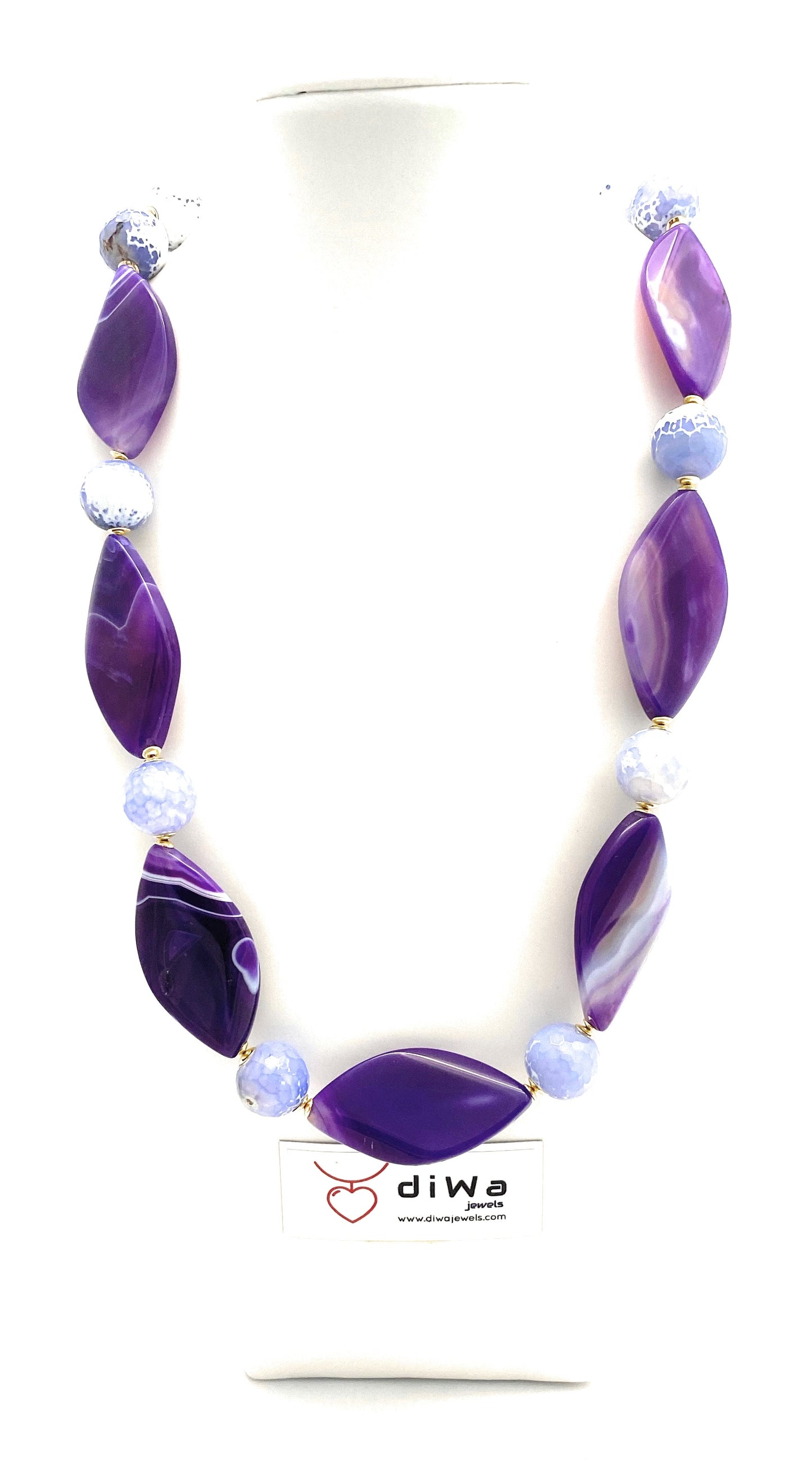 Collana pietre dure e agata viola in argento sterling