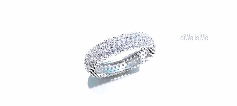 Anello veretta a giro in argento sterling 925 e zirconi bianchi