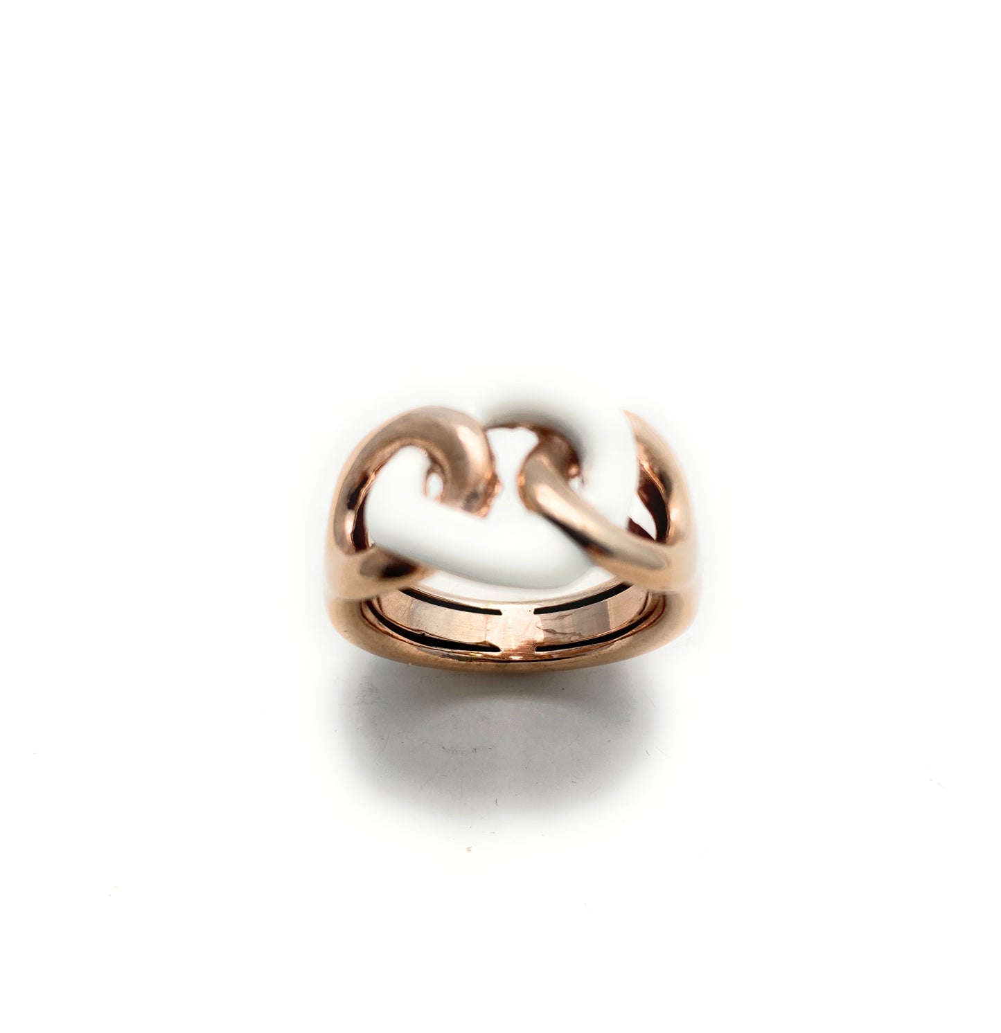 Anello fascia groumette smalto bianco argento sterling