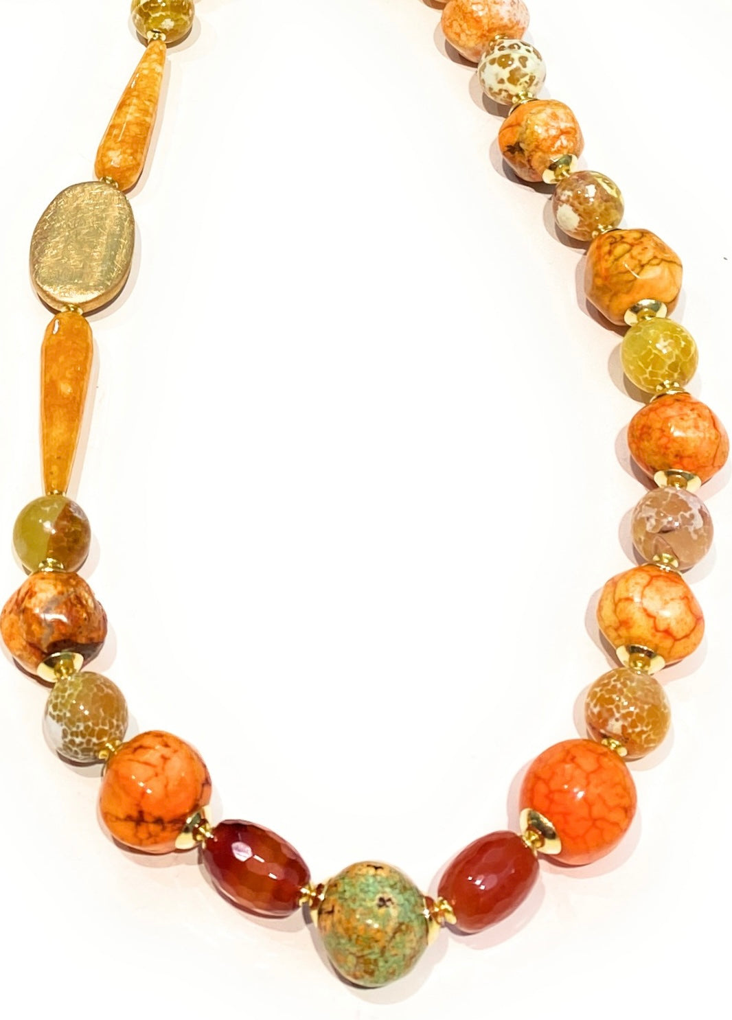 Collana con agata gialla in arge sterling ottone