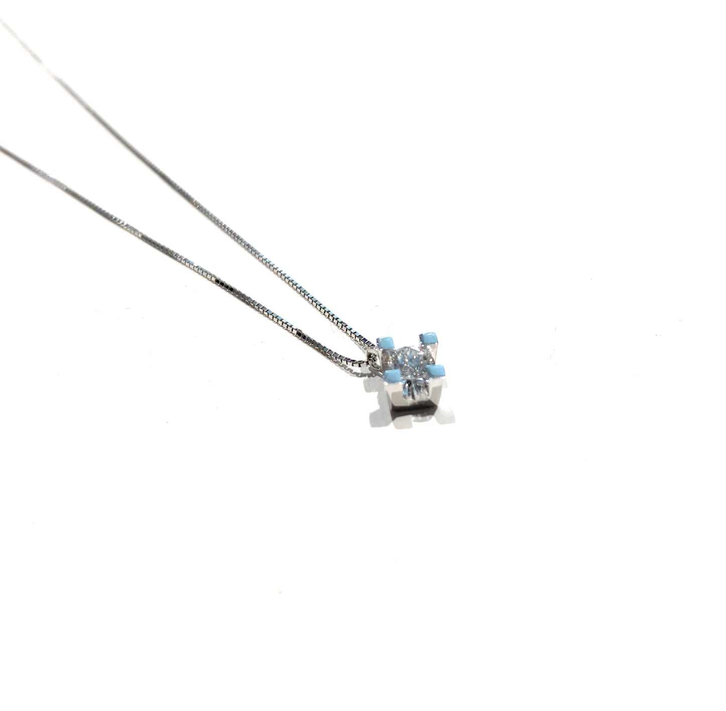 Collarino con punto luce Diamante certificato IGI in oro bianco 18 kt