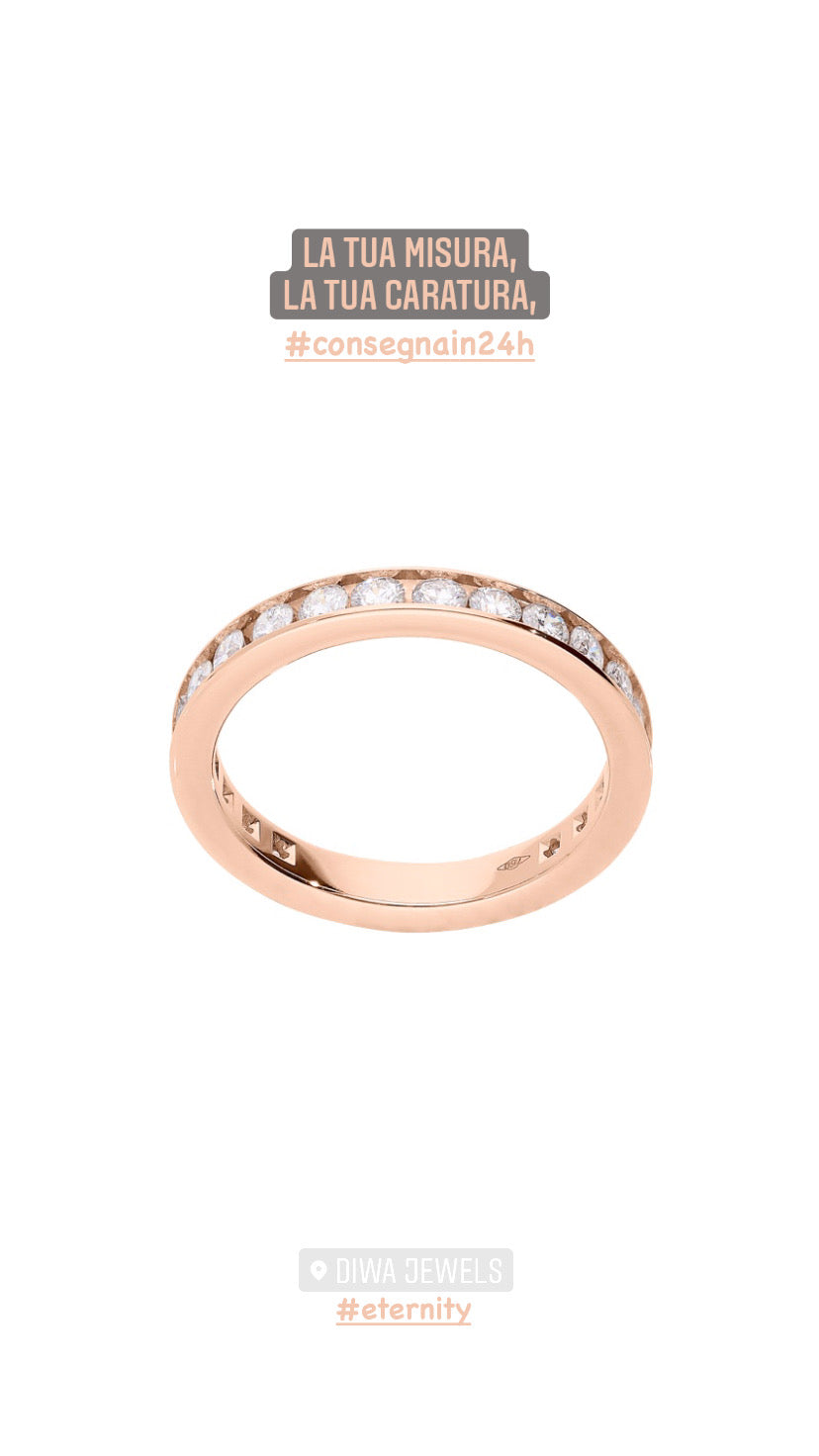Anello veretta a giro "eternity" oro rosé e diamanti