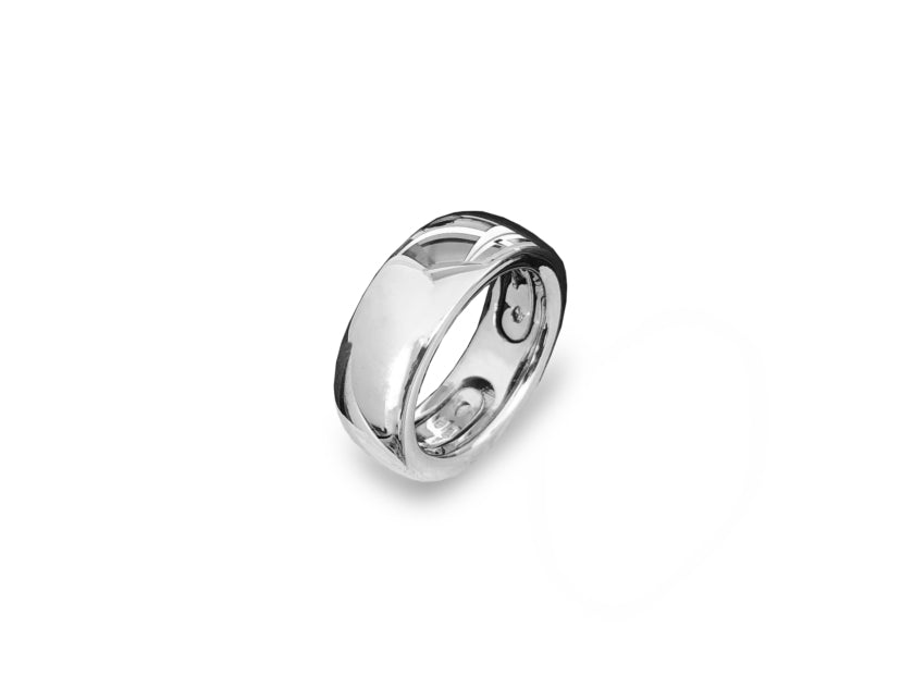 Anello fascia argento sterling rodio bianco