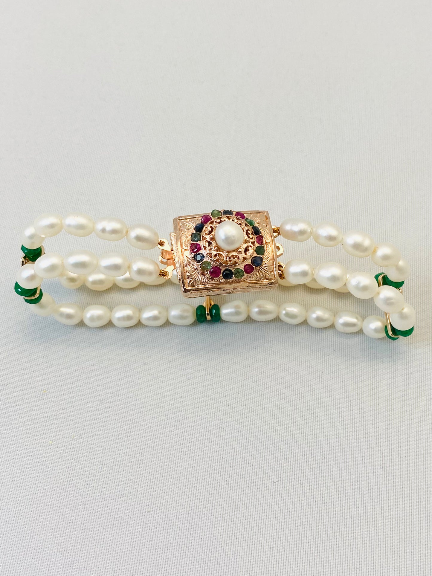 Bracciale perle 2 fili con chiusura argento sterling rosé
