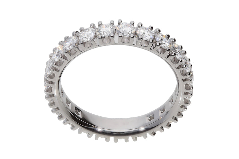 Anello veretta "eternity" in oro 18 kt e diamanti
