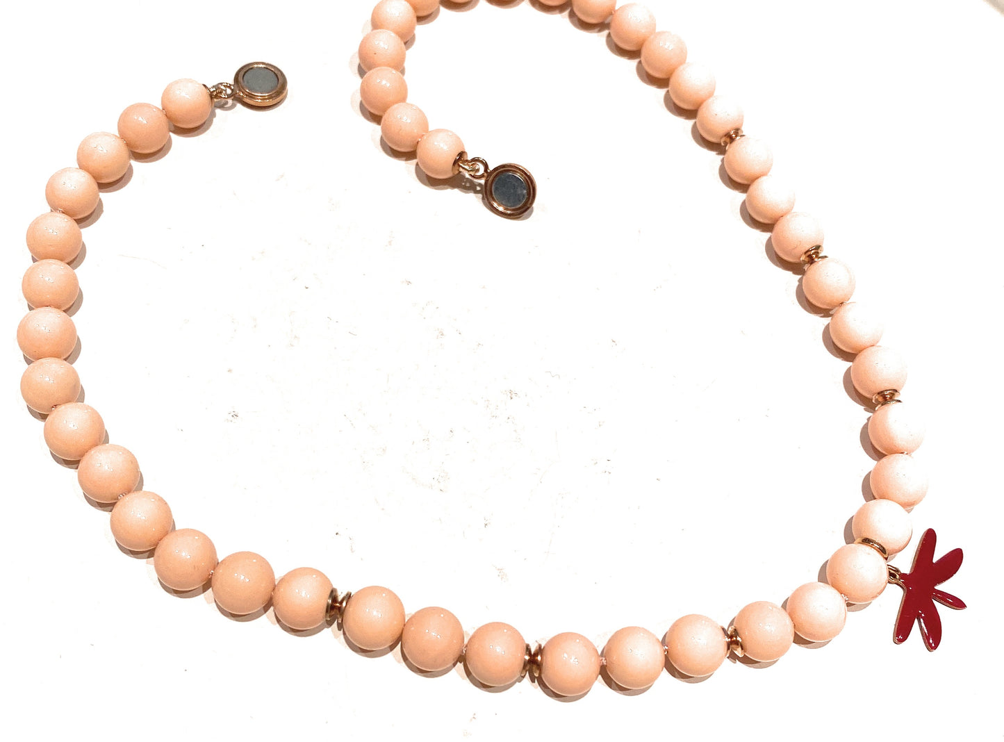 Collana perle Maiorca e libellula smalto