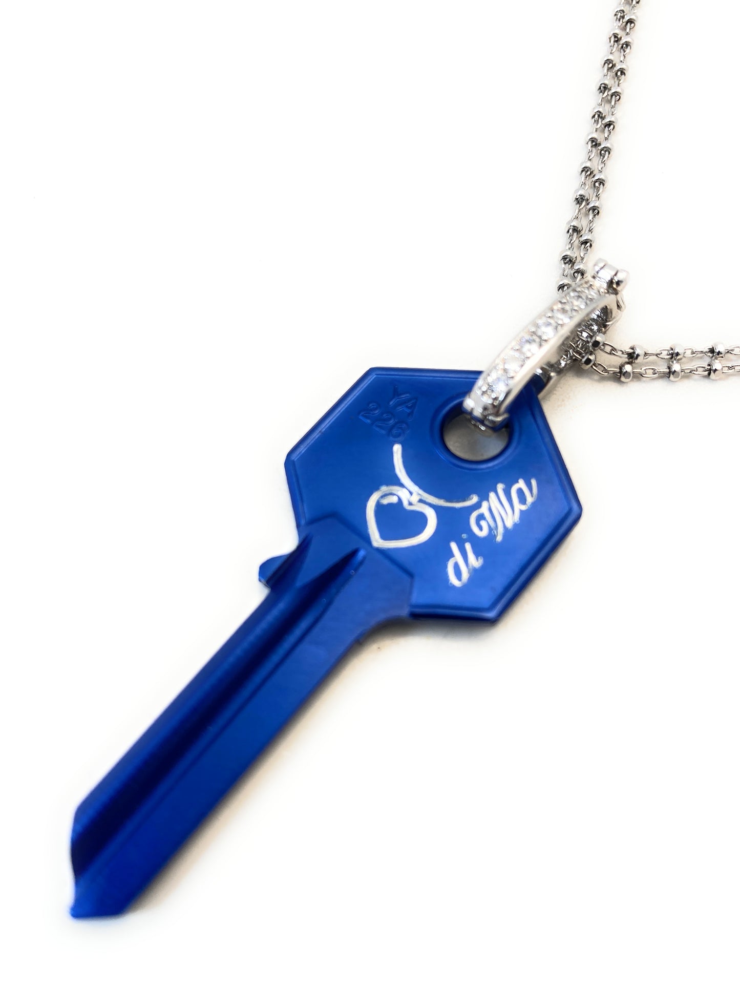 Ciondolo chiave diWa is Me personalizzata in alluminio e argento 925