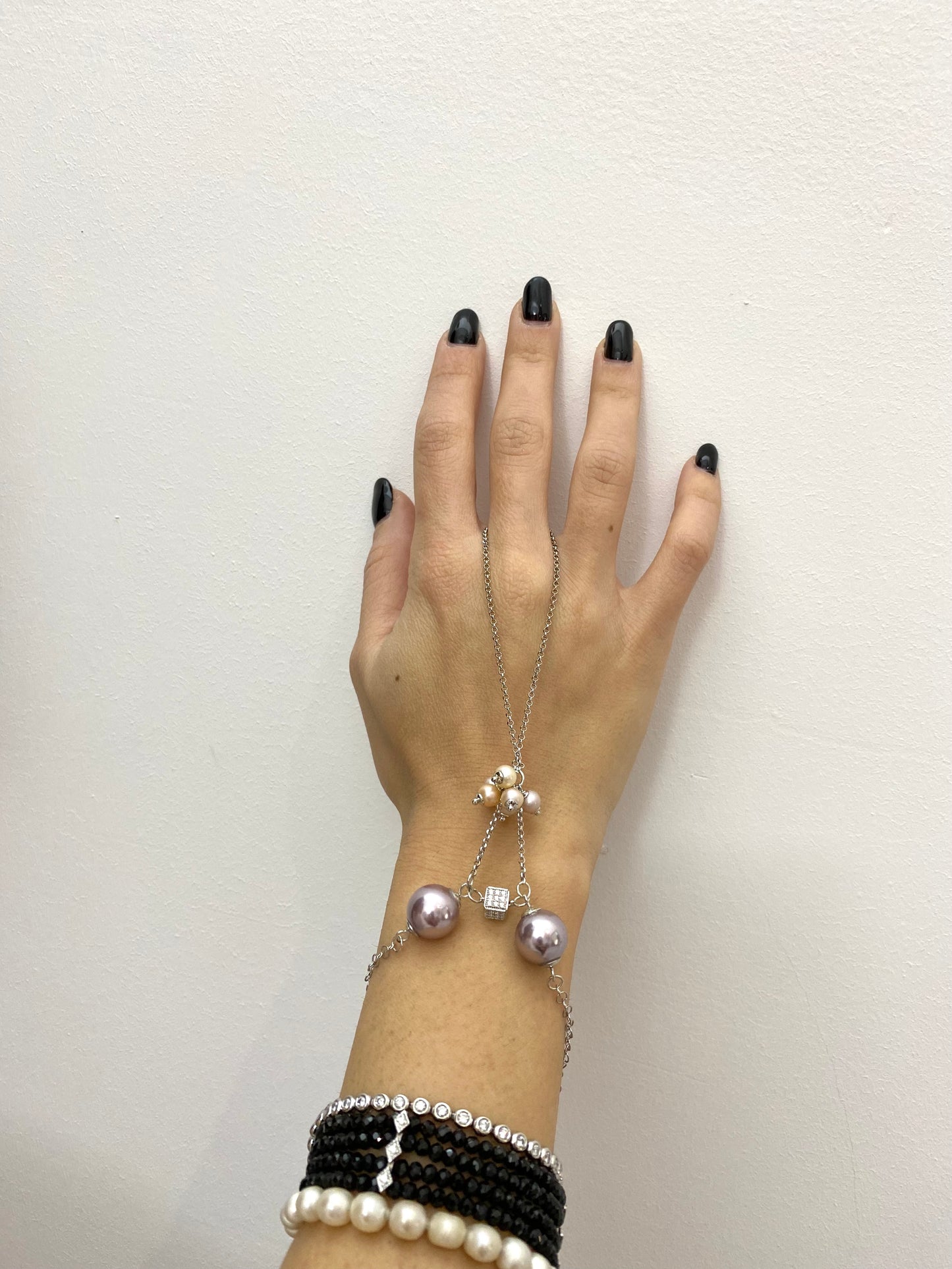 Bracciale “Baciamano” diWa Jewels Perle e Argento Sterling Rodio Bianco Personalizzato