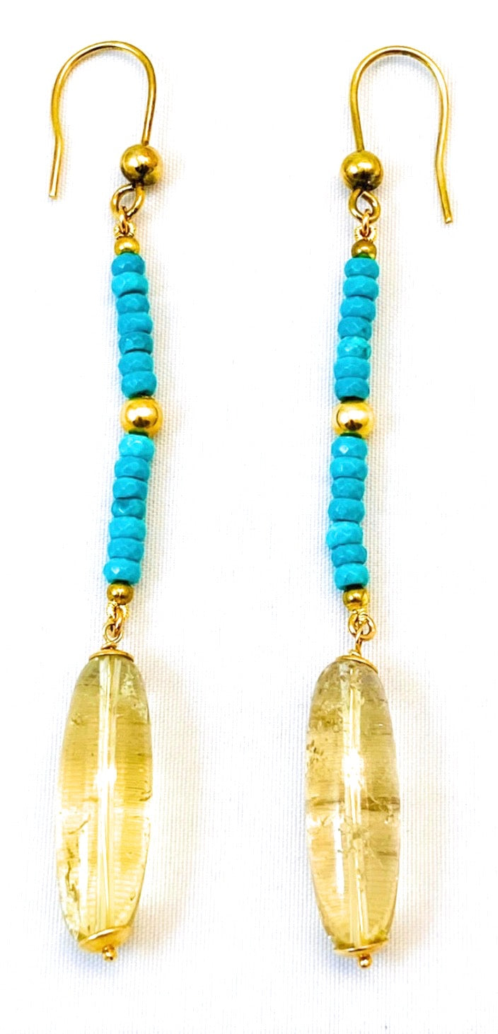 Orecchini con turchese e gocce in argento sterling