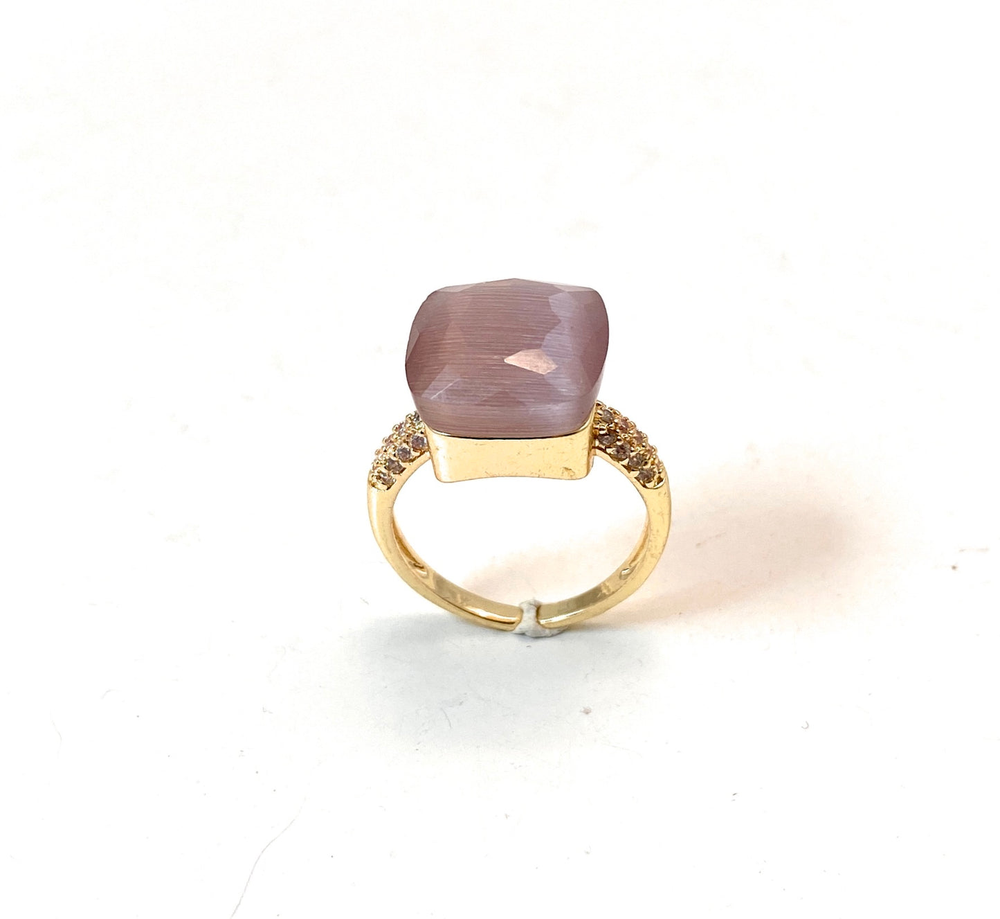 Anello pietra dura sfaccettata in bronzo galvanica gialla