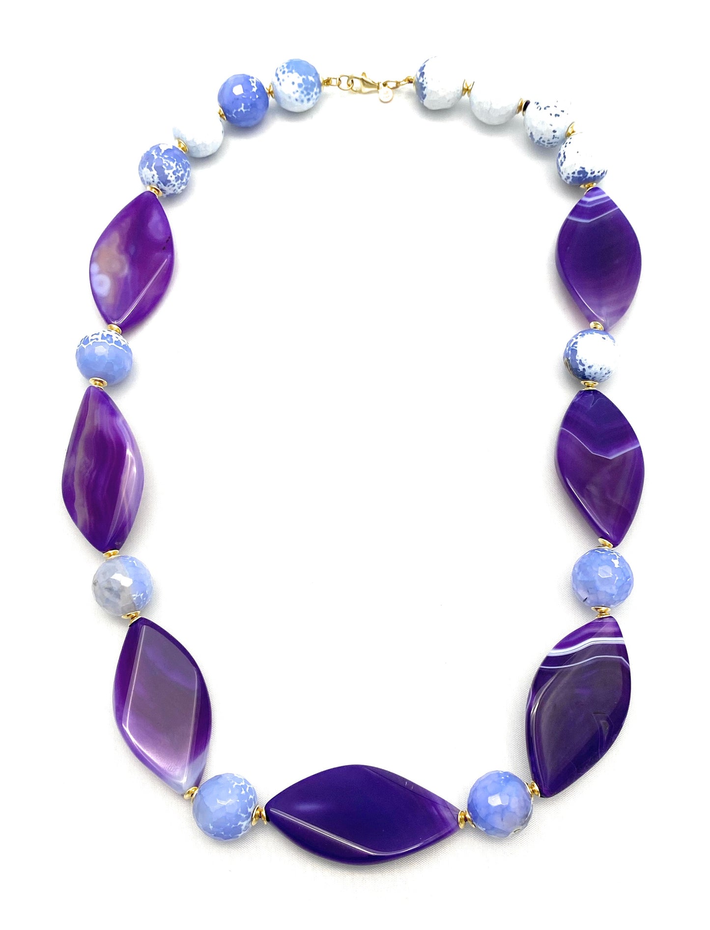 Collana pietre dure e agata viola in argento sterling