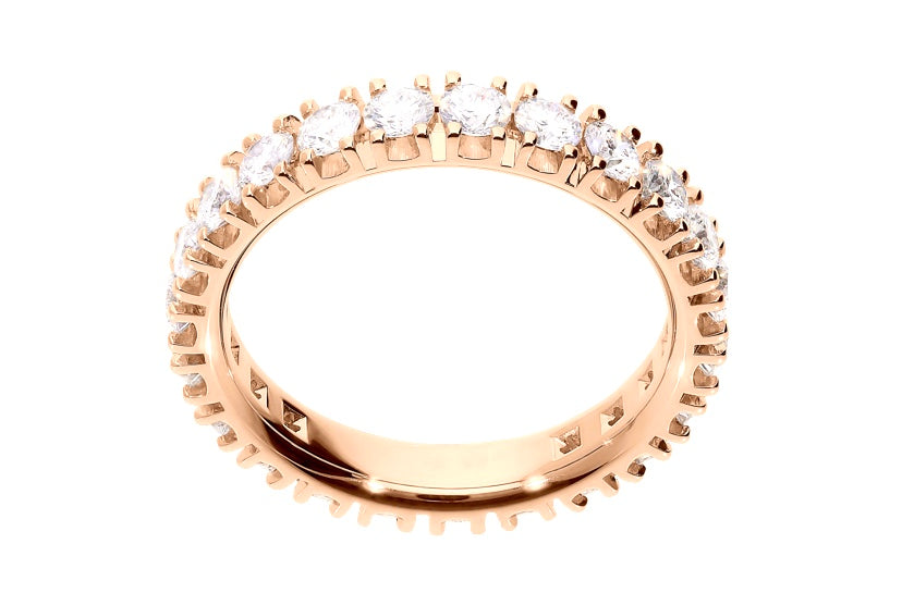Anello veretta a giro "eternity" oro rosé e diamanti