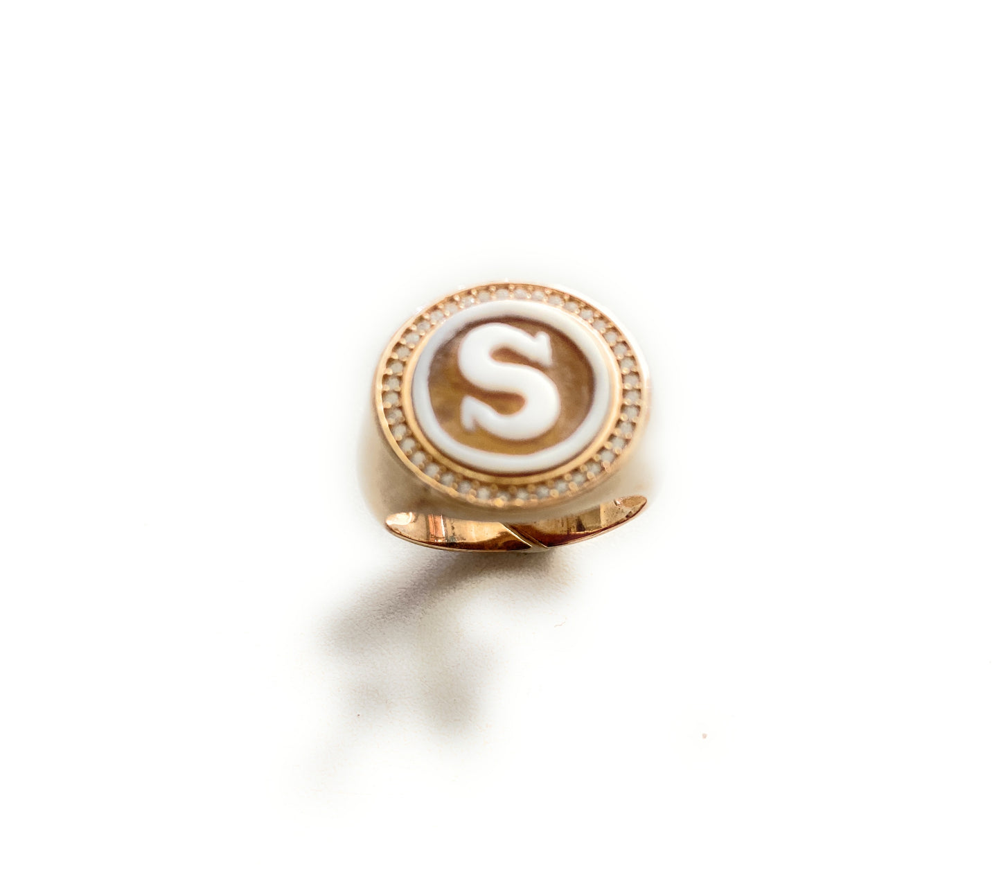 Anello cameo iniziale argento sterling 925