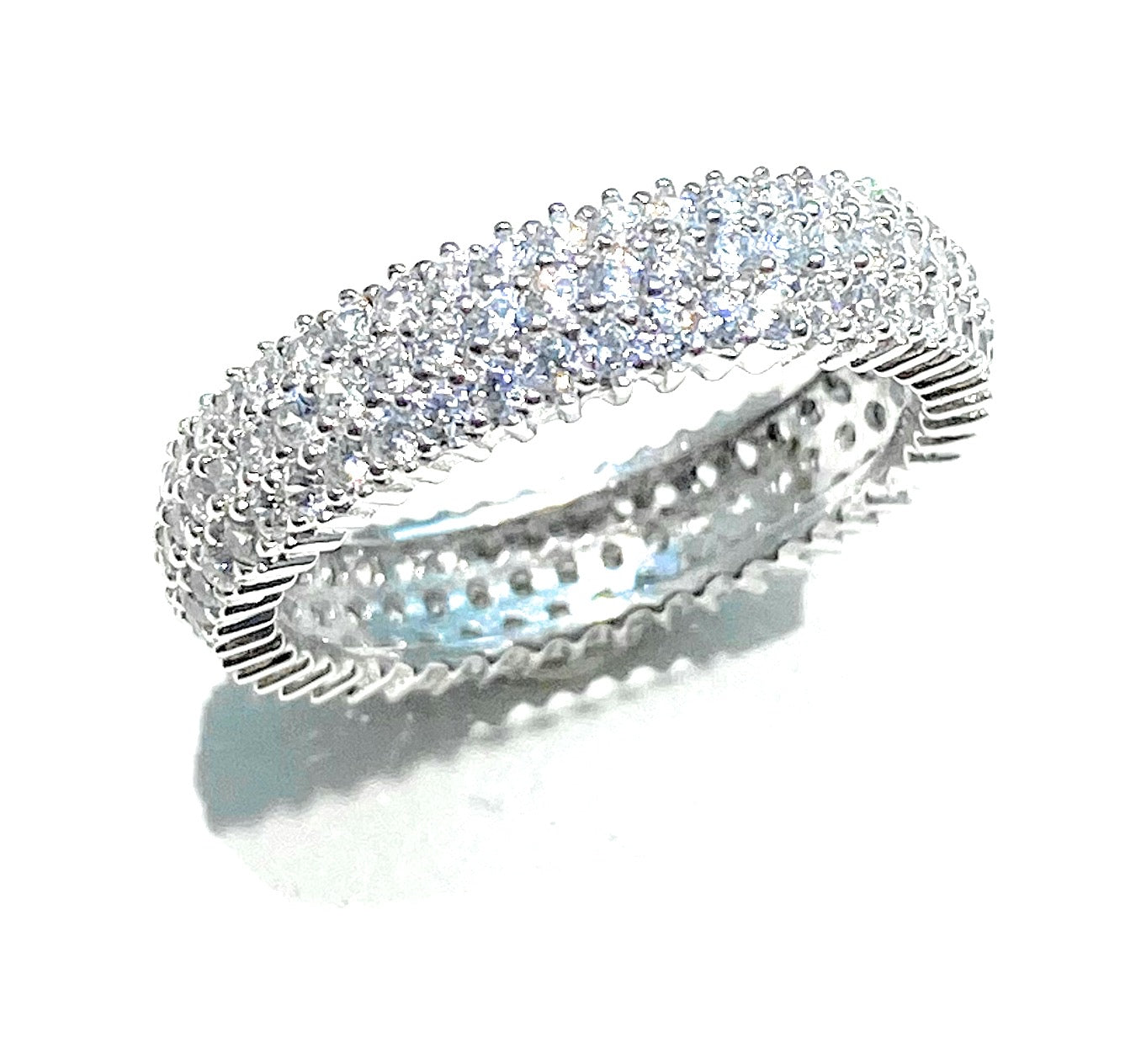 Anello veretta a giro in argento sterling 925 e zirconi bianchi