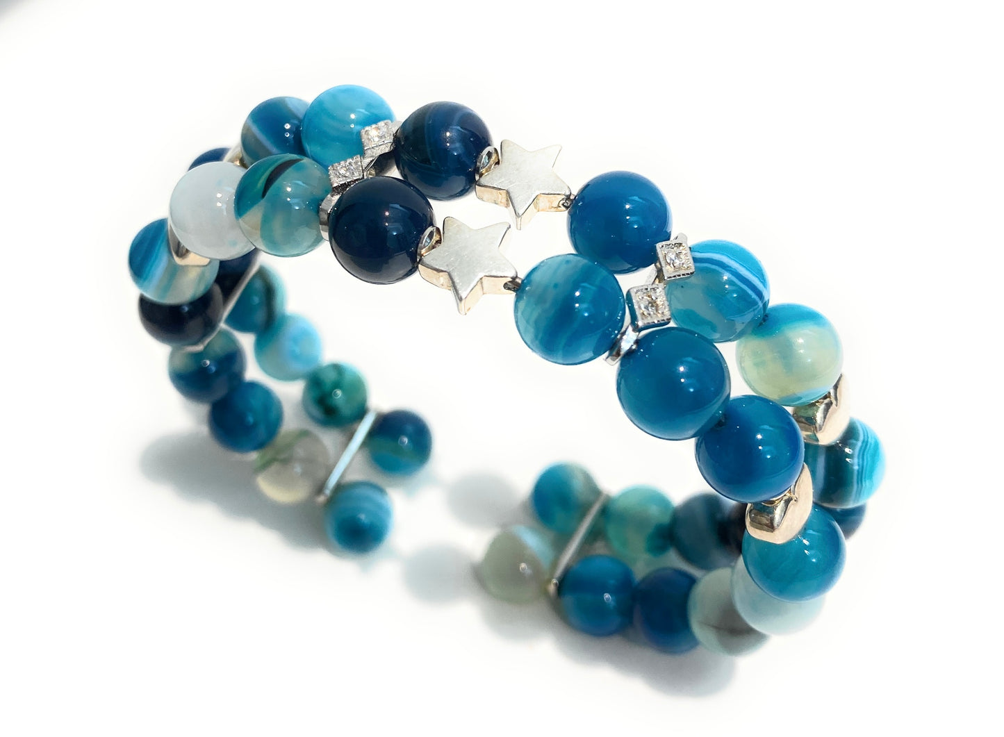 Bracciale agata striata verde smeraldo in argento sterling