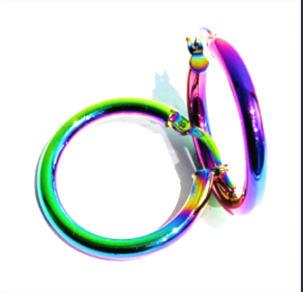 Orecchini a cerchio in argento sterling rodio fluo
