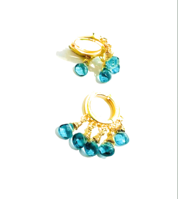 Orecchini cerchietto argento sterling 925 e gocce di cristalli colorati