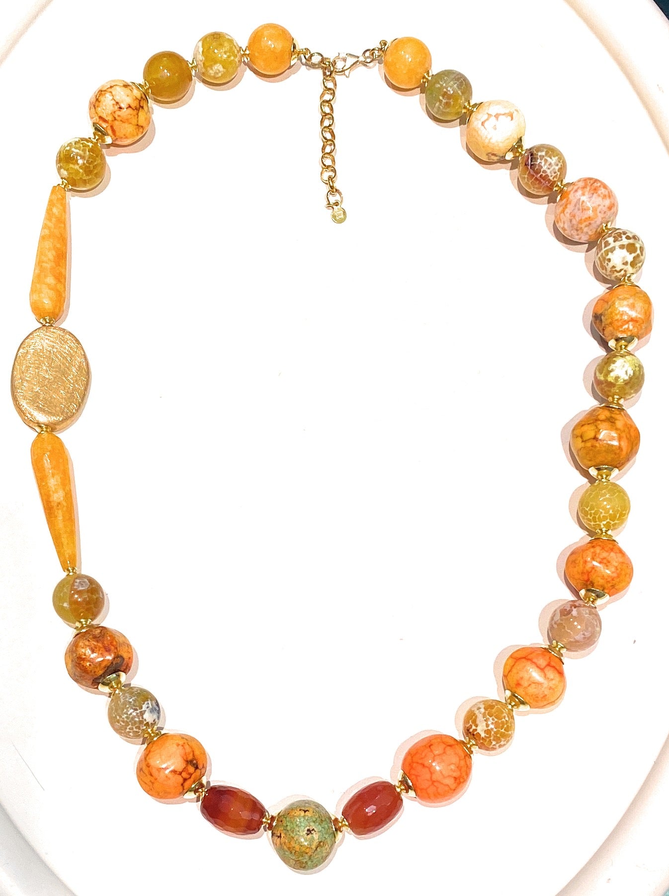 Collana con agata gialla in arge sterling ottone