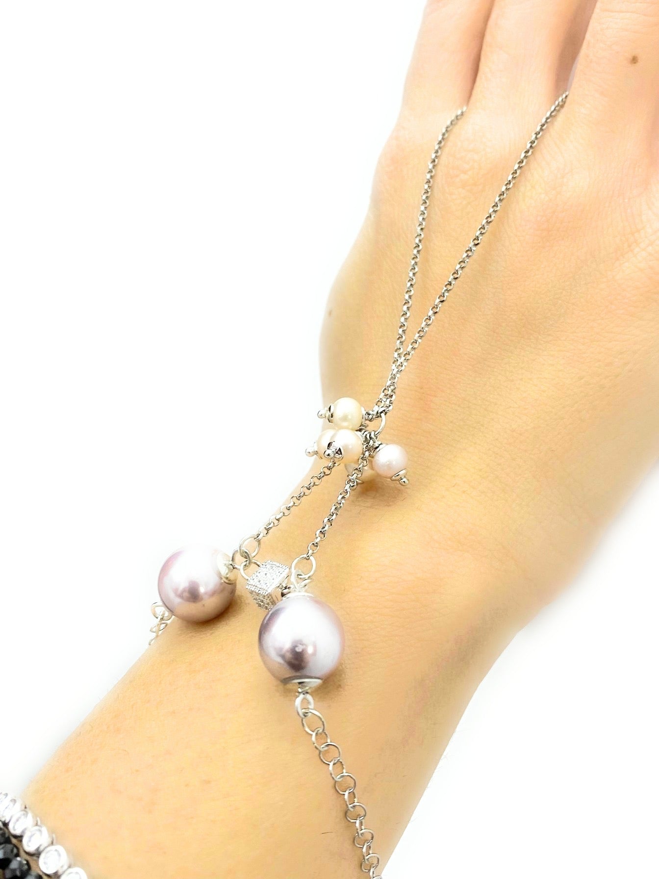 Bracciale “Baciamano” diWa Jewels Perle e Argento Sterling Rodio Bianco Personalizzato