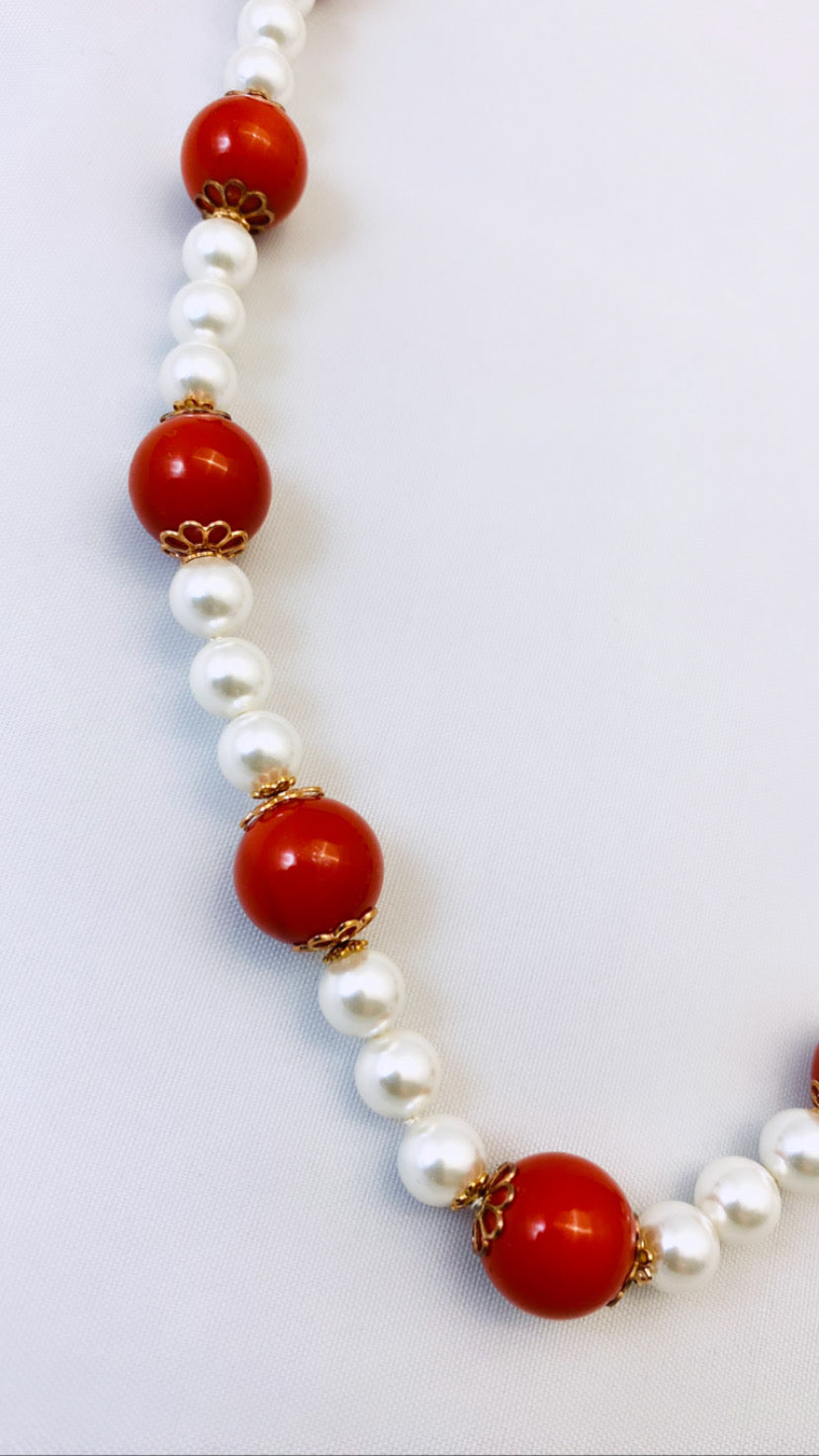 Collana lunga perle e pietre dure in argento sterling 925
