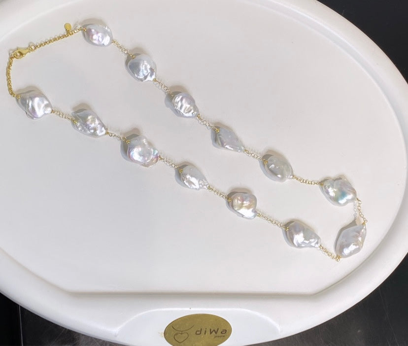 Collana con perle barocche e argento sterling