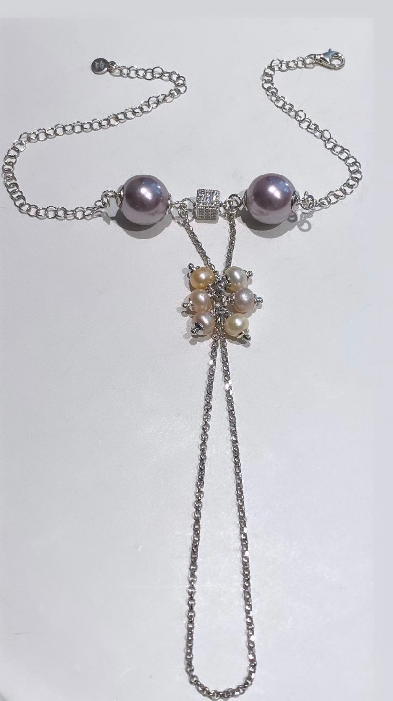 Bracciale “Baciamano” diWa Jewels Perle e Argento Sterling Rodio Bianco Personalizzato
